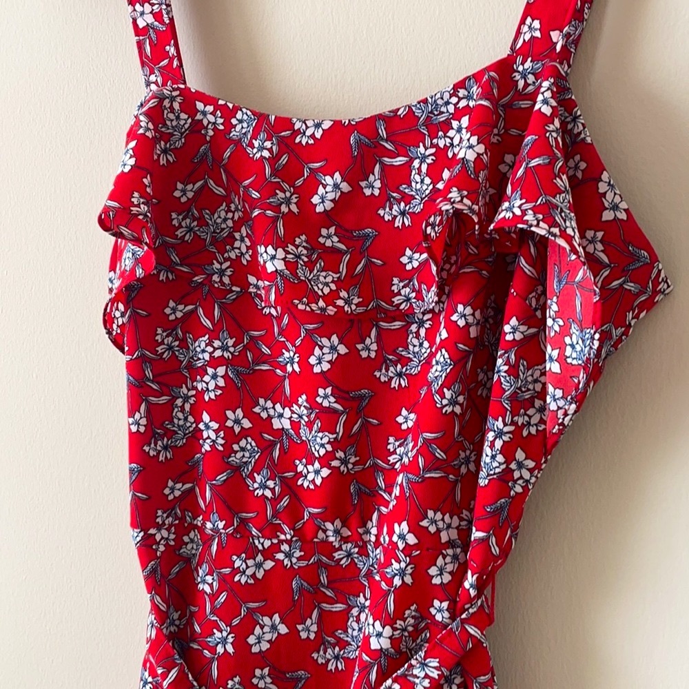 Banana Republic Red Floral Midi Dress Size 4